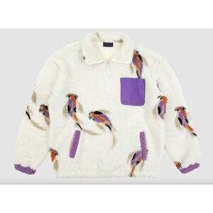 Taylor Swift Size XL Koi Fish Sherpa Fleece Jacket Speak Now White Purple NWT